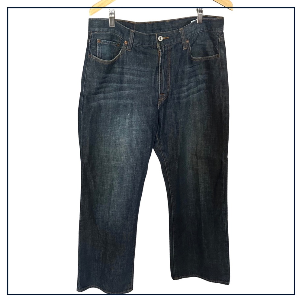 Lucky Brand 181 Relaxed Straight Mens Jeans 34 Short Dark Wash‎ Indigo 7MG1001